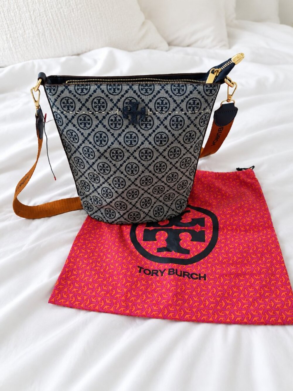 Tory Burch Logo Jacquard Bucket Bag